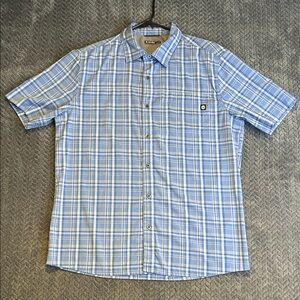 Hi-Tec Men’s Button Down Short Sleeve Shirt - Blue Plaid Size Medium